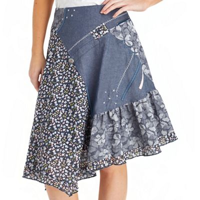 Multi coloured floral chambray skirt